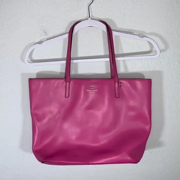 Kate Spade Pink Tote Bag Red Interior Large Shoulder Purse - Picture 12 of 16